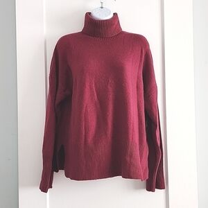 J. CREW Merino Wool Alpaca Turtleneck Sweater Maroon size small